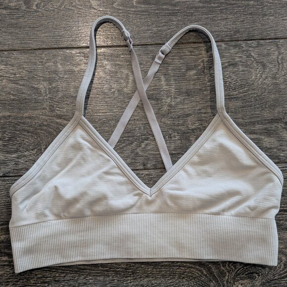 Lululemon Ebb To Street Bra Wear 2 Ways Womens 6 Beige Light Support Yoga - Picture 1 of 7